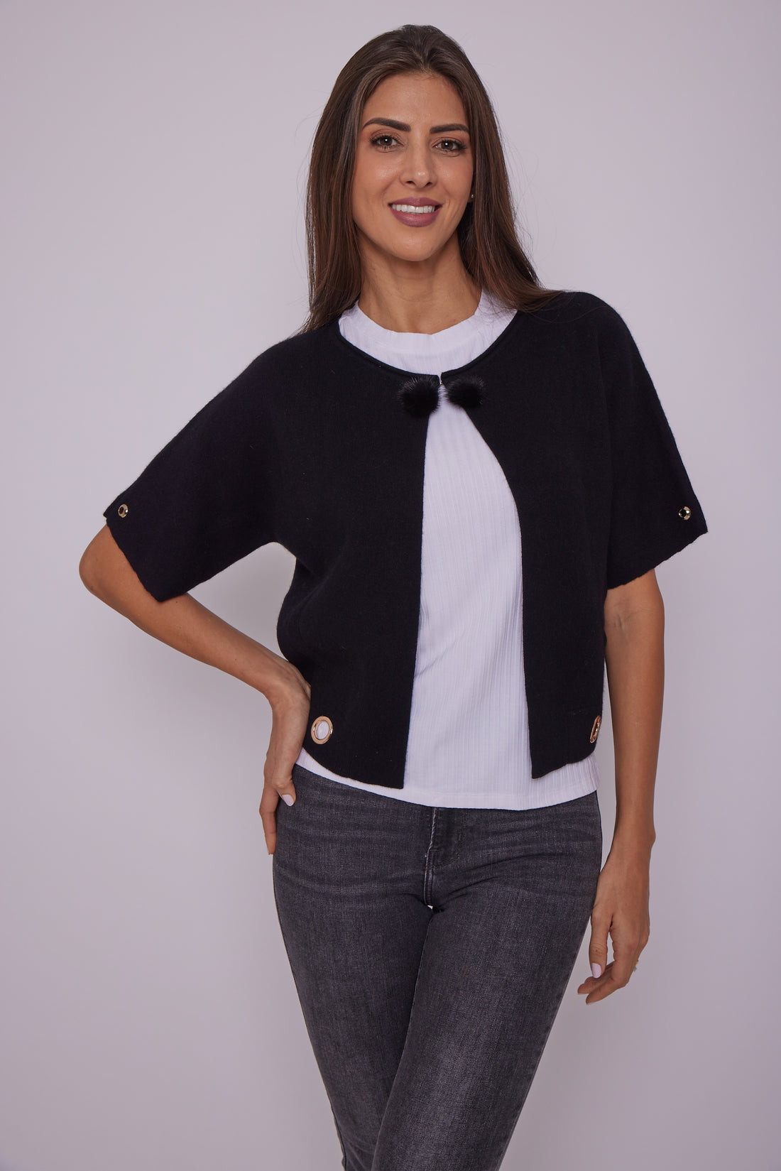 Black short sleeve sweater