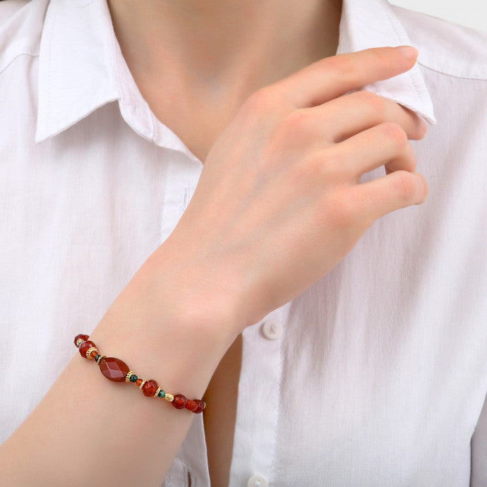 Smart carnelian and chrysocolla flexible bracelet | red