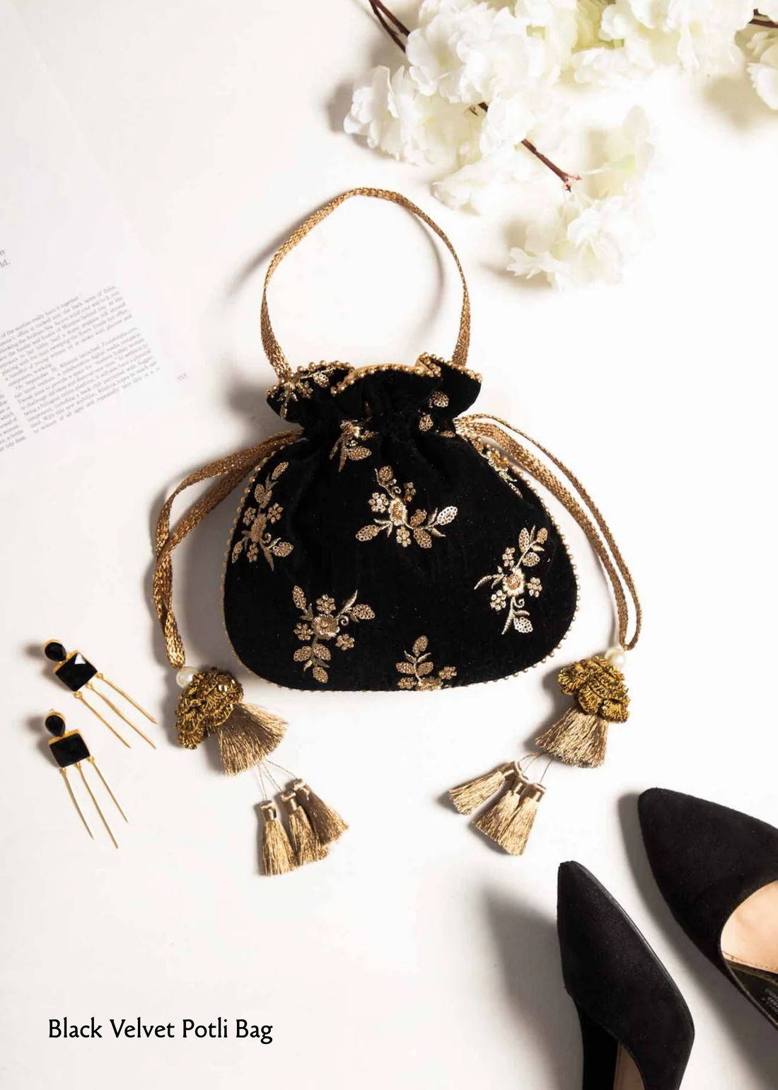 Black Velvet Potli Bag