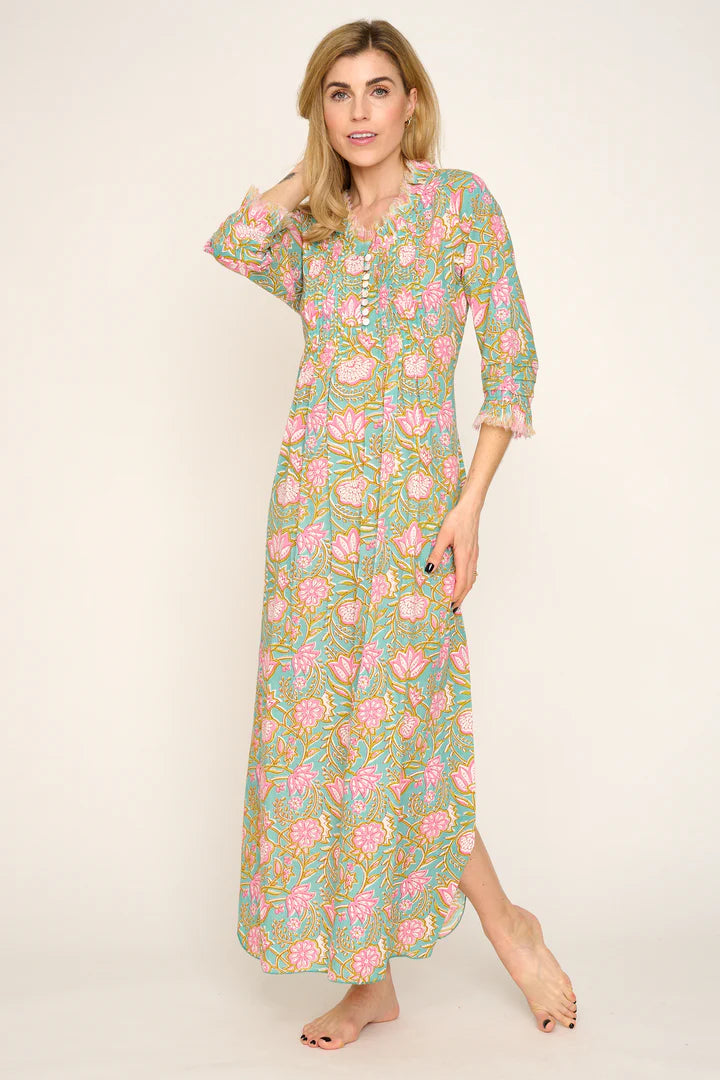 Cotton Annabel Maxi Dress in Mediterranean Floral