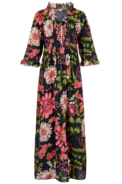 Cotton Annabel Maxi Dress in Black Floral