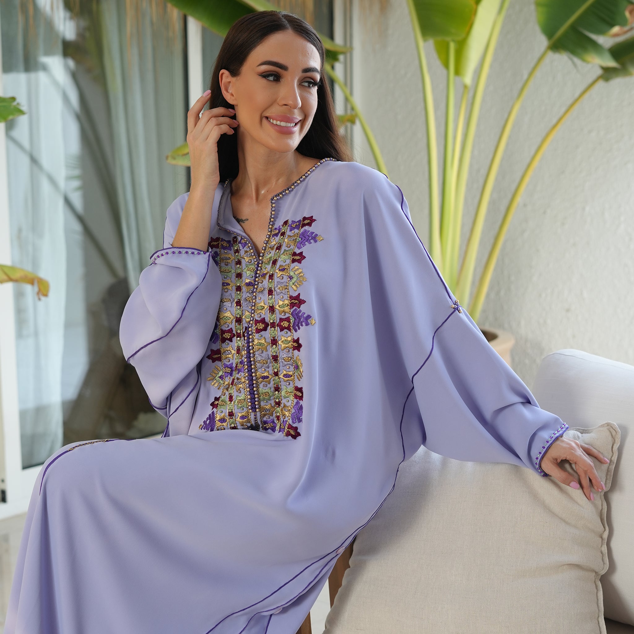 Djellaba violet sale