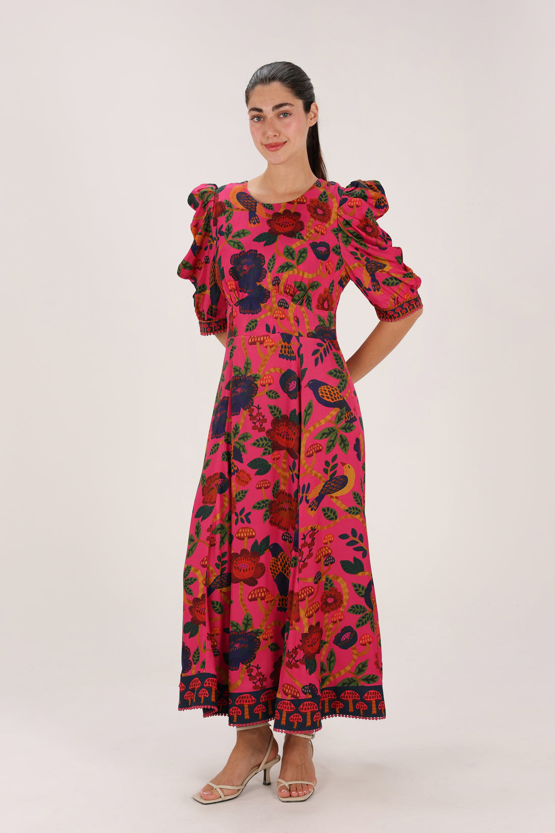 FARM RIO Sweet Forest Midi Dress - Pink