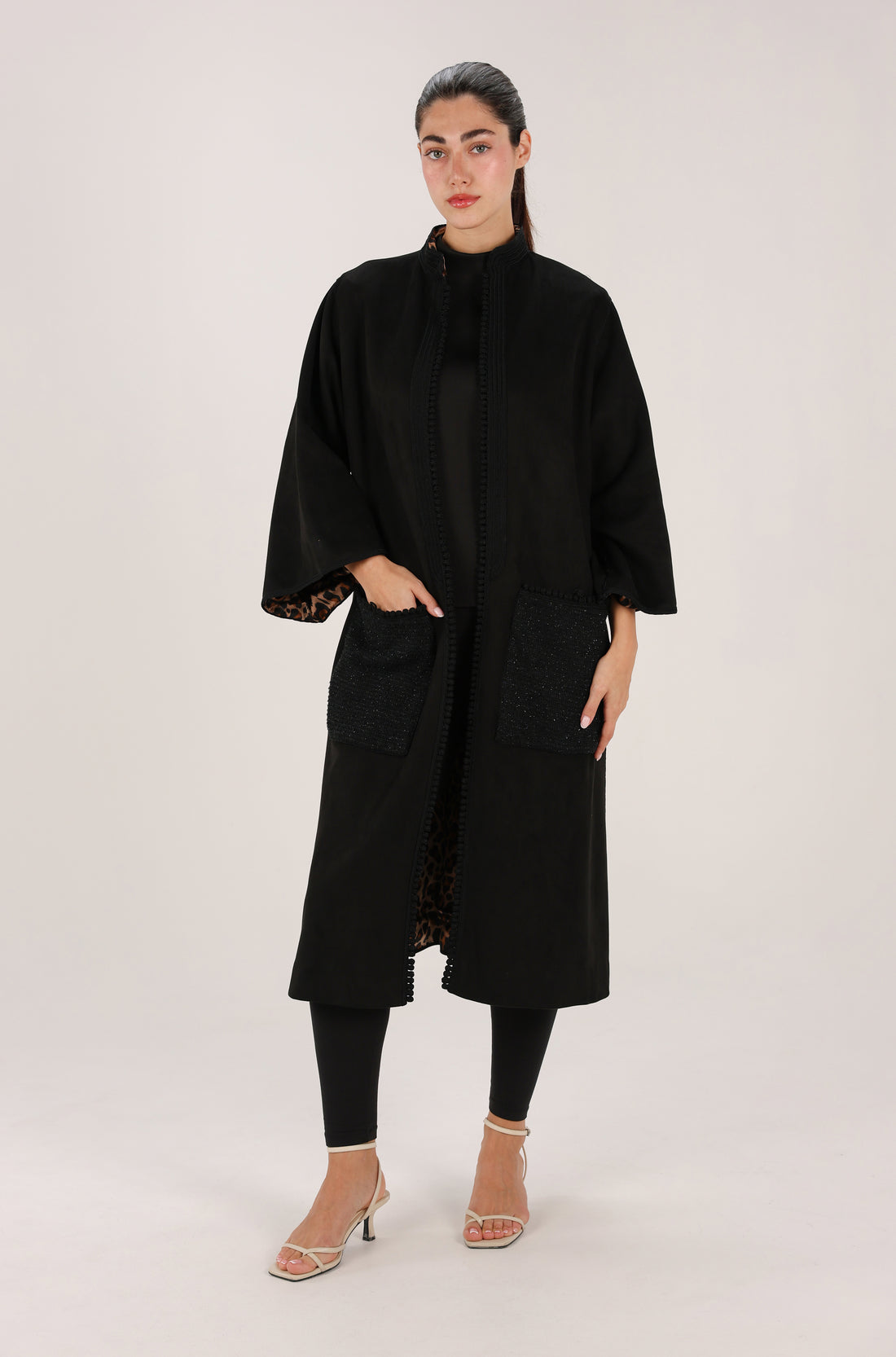 Noor Embroidered Velvet Jacket with Leopard Lining