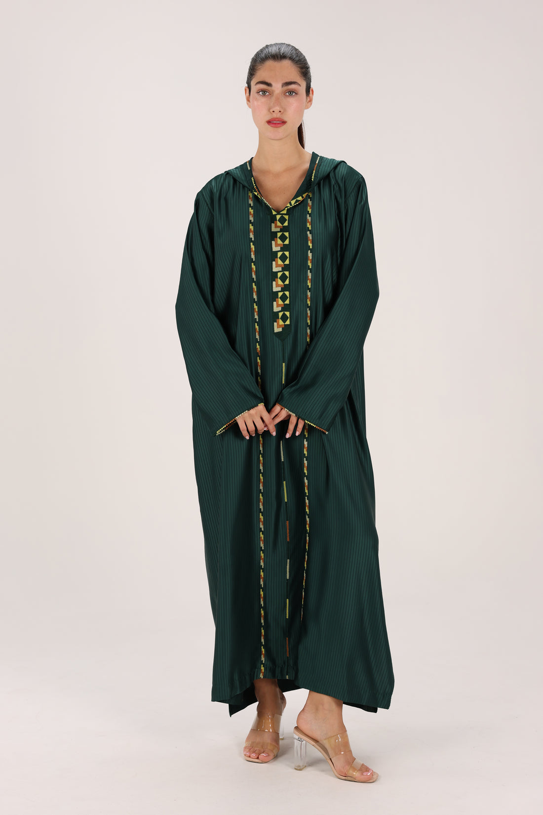 Zaytoun Kaftan - Green Hooded Kaftan