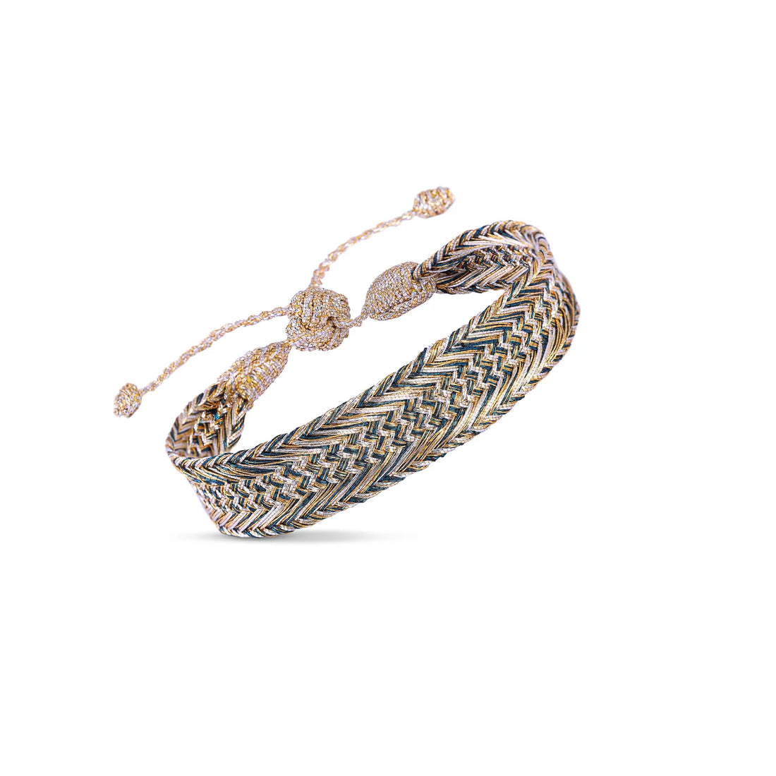 Nerry n°1 Bracelet - Gold &amp; Silver Teal Green