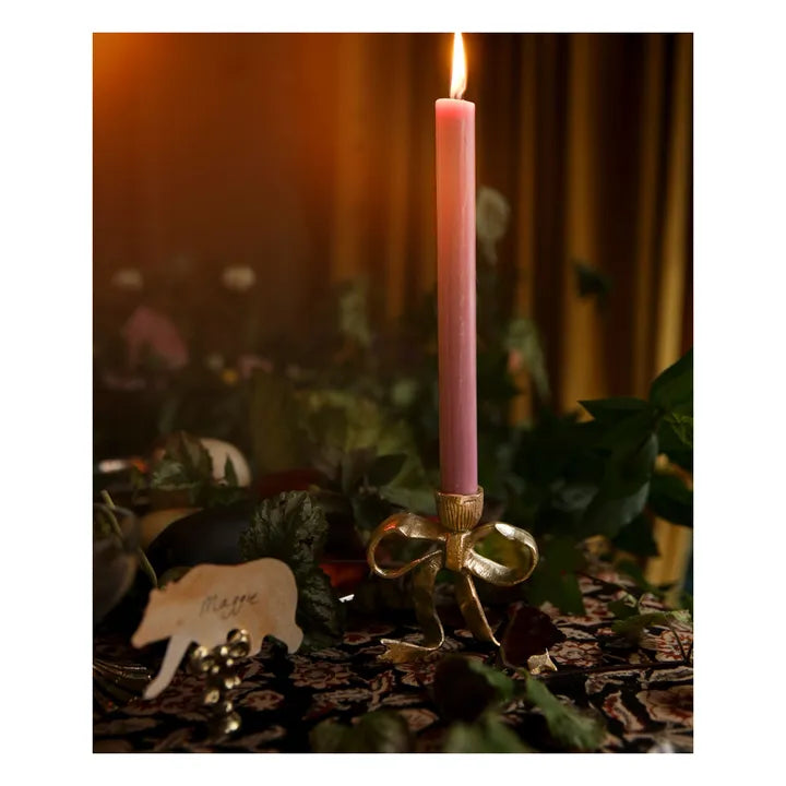 Riley Ribbon Brass Candleholder — Gold