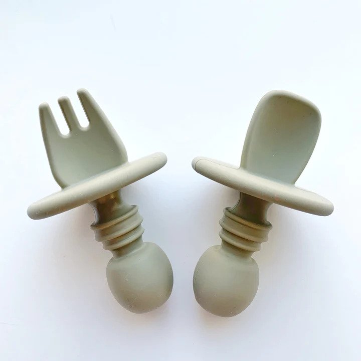 Silicone spoon and fork training utensils for babies &amp;amp; toddlers