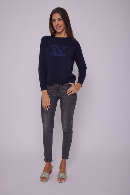 Navy blue cashmere Ferito sweater - Max Mara