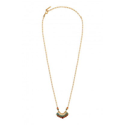 Bohemian chic carnelian citrine and chrysocolla pendant necklace | orange