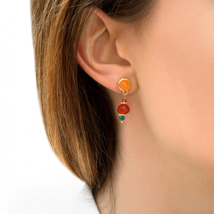 Festive carnelian earrings for pierced ears I orange