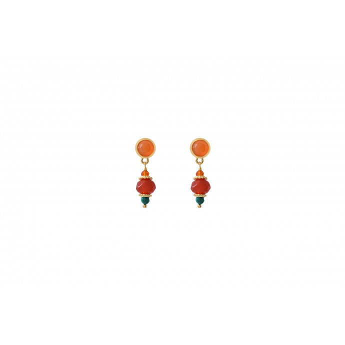 Festive carnelian earrings for pierced ears I orange