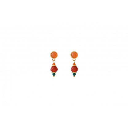 Festive carnelian earrings for pierced ears I orange